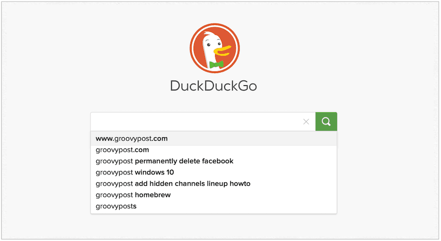 DuckDuckGo webbplats