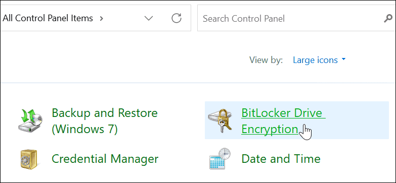 BitLocker Security kontrollpanel