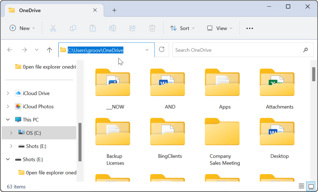 File Explorer Öppna till OneDrive 