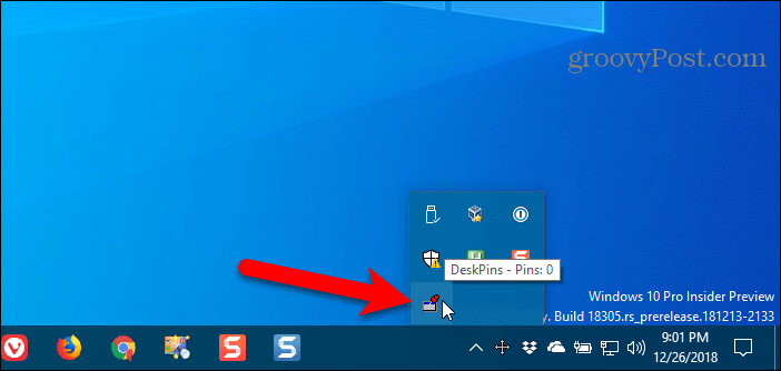 Klicka på DeskPins-ikonen i Windows systemfält för att få en stift