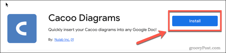 Installera cacoo-tillägget i Google Dokument