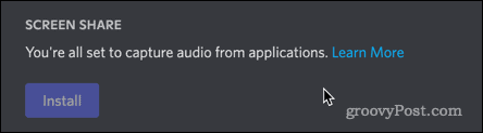 Discord audio plugin installerat