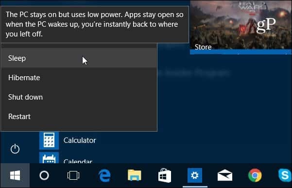 Windows 10 avstängning, omstart, viloläge och viloläge