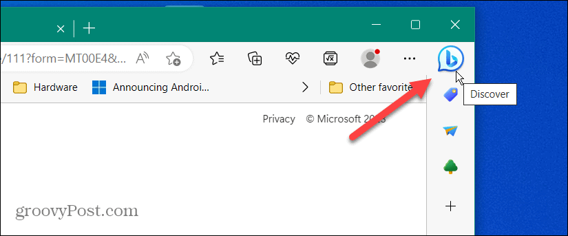 Ta bort Bing Chat-knappen från Microsoft Edge