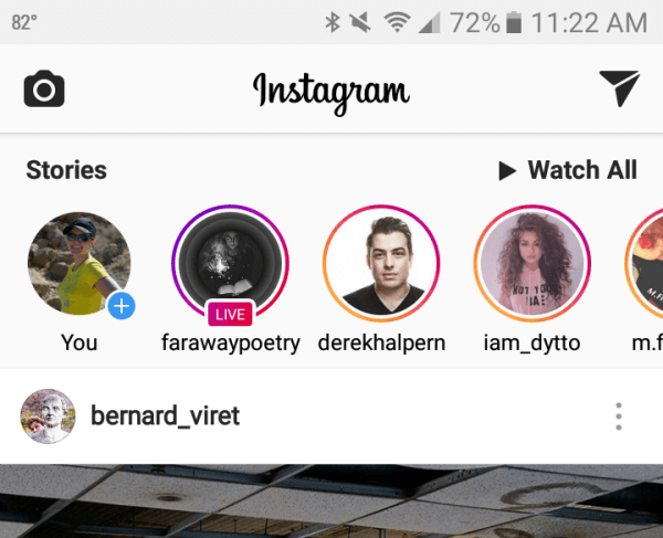 Instagramberättelser visas högst upp i ditt nya flöde.