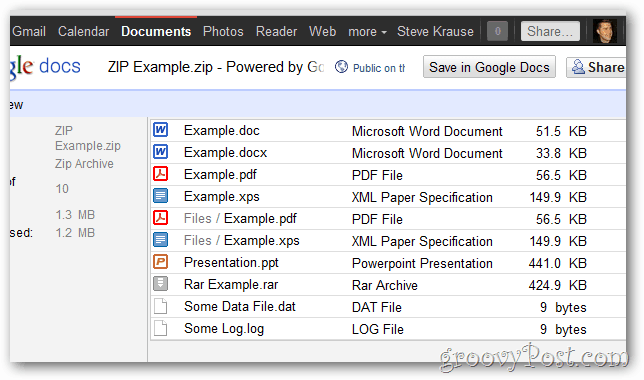 google docs lägger till zip rar support