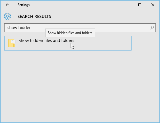Windows 10 Inställningssökning