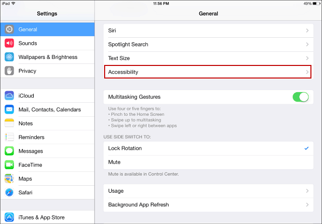 iOS 7 tillgänglighet