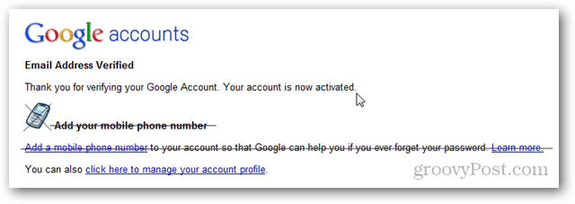 google-konto e-postadress verifierad