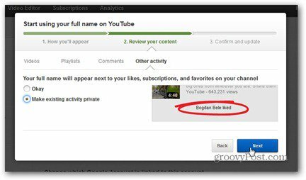 youtube riktigt namn kommentar granskar innehåll gör gilla prenumerationer privata
