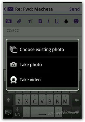 Yahoo Mail Android lägg till fotovideo