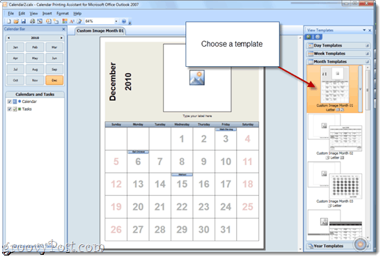 Skriva ut Overlain-kalendrar med Office 2010