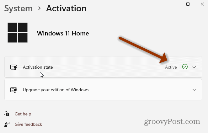 Windows 11 aktiveringsinställningssida