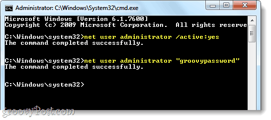 aktivera admin i Windows 7 via nettanvändare