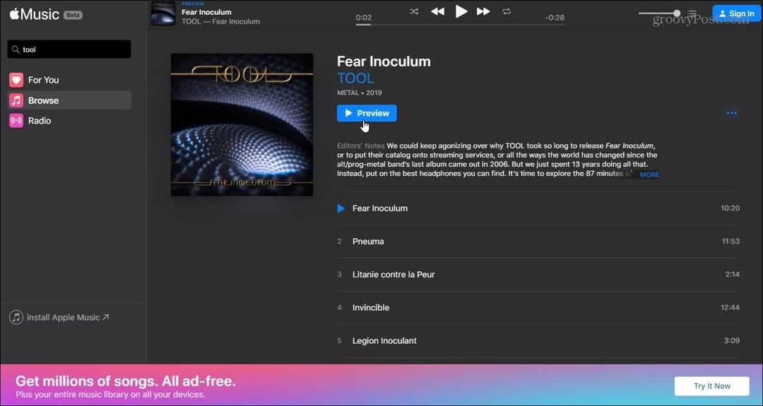 Apple lanserar webbversionen för sin Apple Music Service