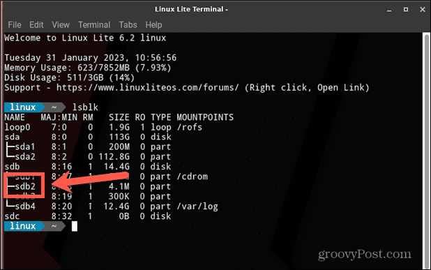 linux disknamn