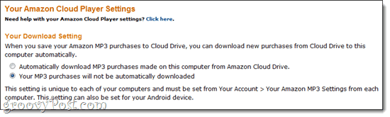 Amazon Cloud Player-inställningar