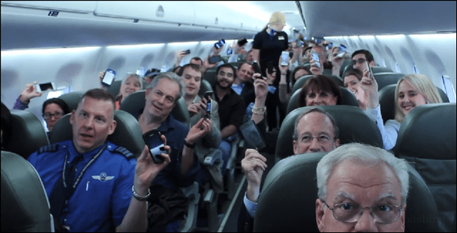 jetblue flygning med mobiltelefoner på
