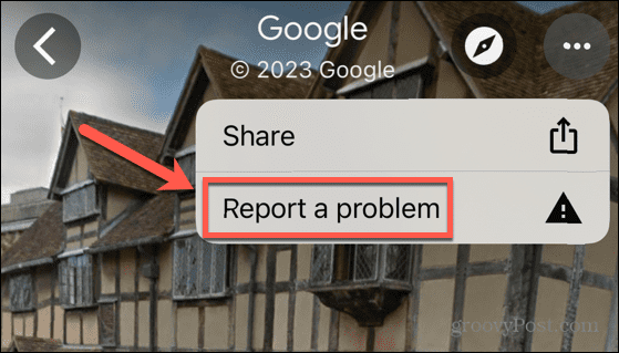google maps rapporterar ett problem