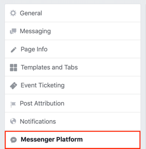 Skicka till Facebook Messenger-fliken Upptäck, steg 1.