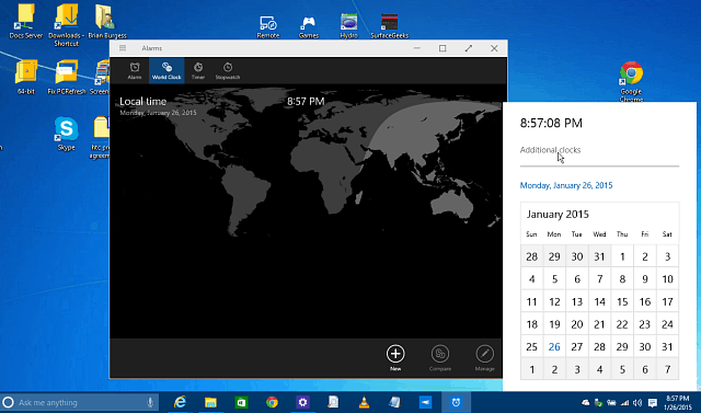 Aktivera den dolda kalendern, klockan och spartanen i Windows 10