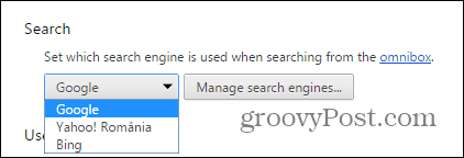Chrome-sökleverantör