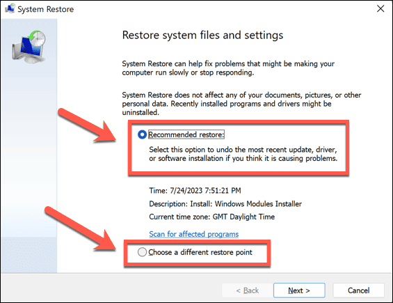 Windows 11 återställningsalternativ
