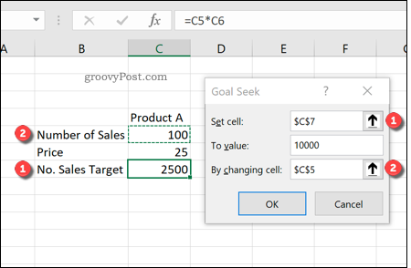 Använda målsökning i Excel