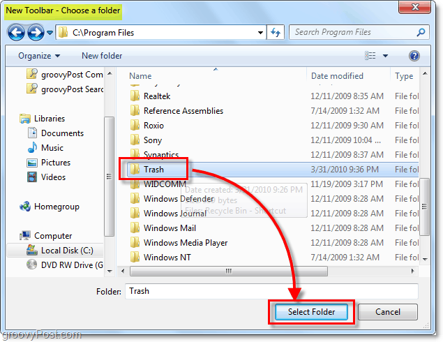 Hur man fäster en helt funktionell papperskorg i Windows 7-aktivitetsfältet