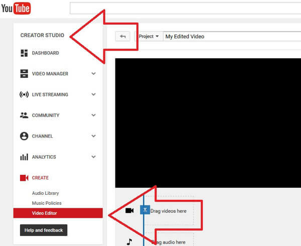 öppna videoredigeringsverktyget i YouTube Creator Studio