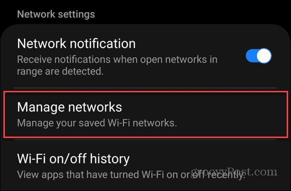 glöm en Wi-Fi-anslutning på Android