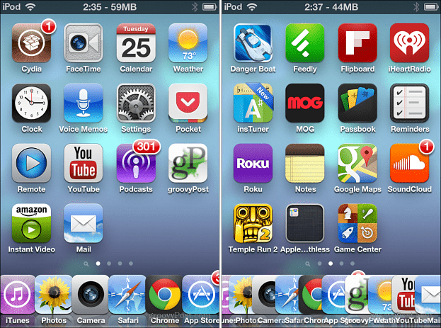 Sex och 10 ikoner på iOS Dock