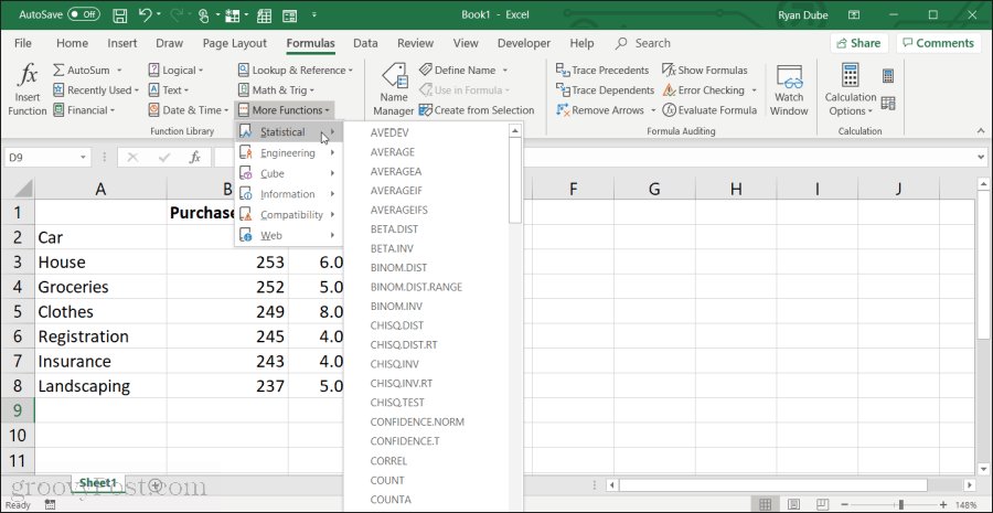 Välja medelvärde i Excel