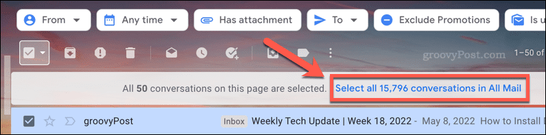 Markera alla e-postmeddelanden i en mapp i Gmail