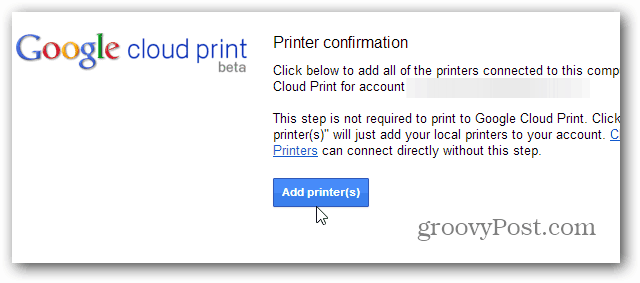 Lägg till PRinters Cloud Print