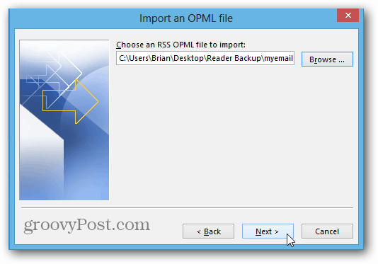 Importera OPML-guiden