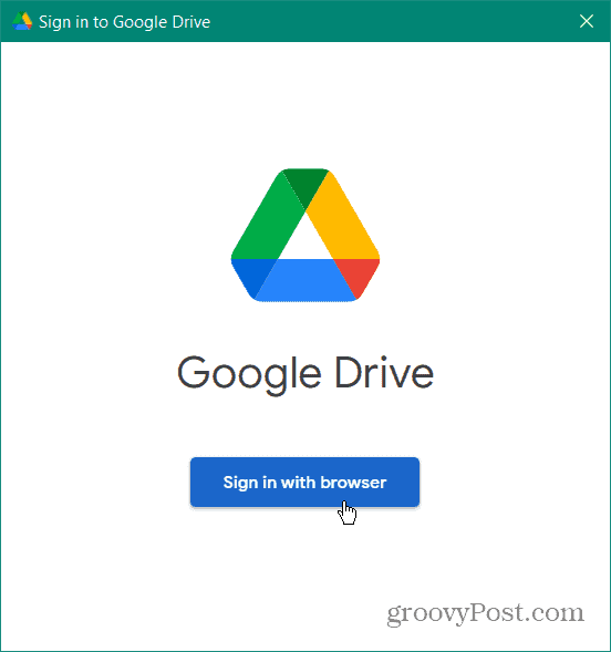  logga in lägg till Google Drive i filutforskaren
