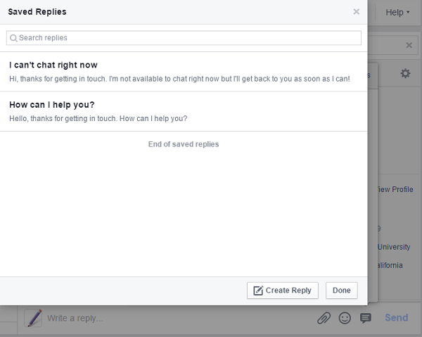 Facebook Messenger sparade svar