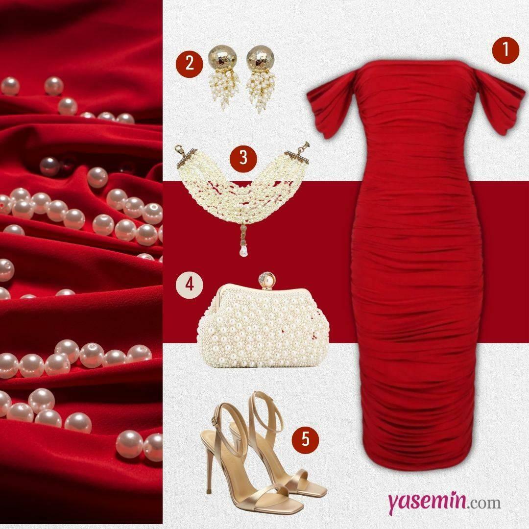 röd klänning kombination