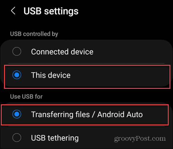 Överför foton från Android till en USB-enhet