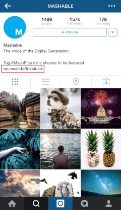 Uppmuntra användare att klicka igenom till en länk som tar dem till en artikel relaterad till Instagram-fotot.