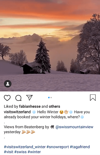 exempel på Instagram-företagsinlägg med tagafriend-hashtag