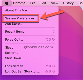 Öppna Systeminställningar på en Mac