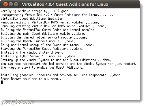 köra virtualbox-gästtillägg i Linux