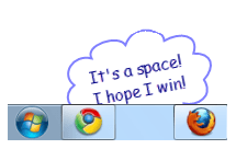 Windows 7 - Separata objekt i aktivitetsfältet med ett tomt utrymme
