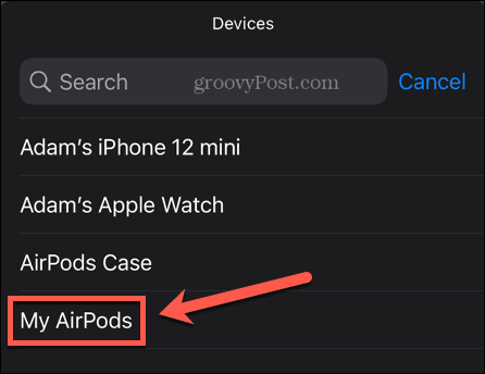 iphone select airpods batteriwidget