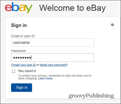 eBay ändra lösenord inloggning