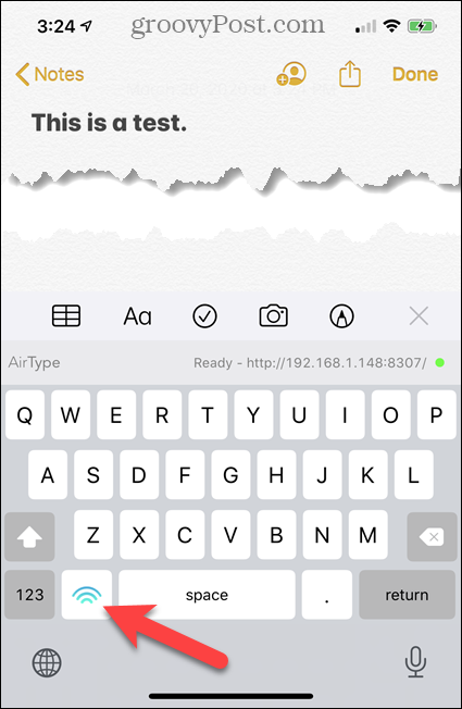 AirType-texttangentbord på iPhone
