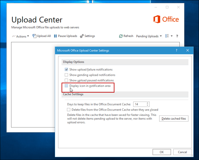 Dölj Office Upload Center från Aktivitetsfältet i Windows (Uppdaterat)