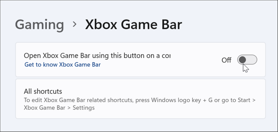 inaktivera xbox-spelfältet på Windows